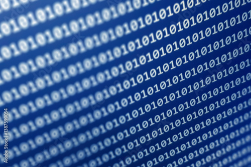 Binary code represented visually, showcasing a digital background with ones and zeros, symbolizing data, technology, and communication in modern computing.