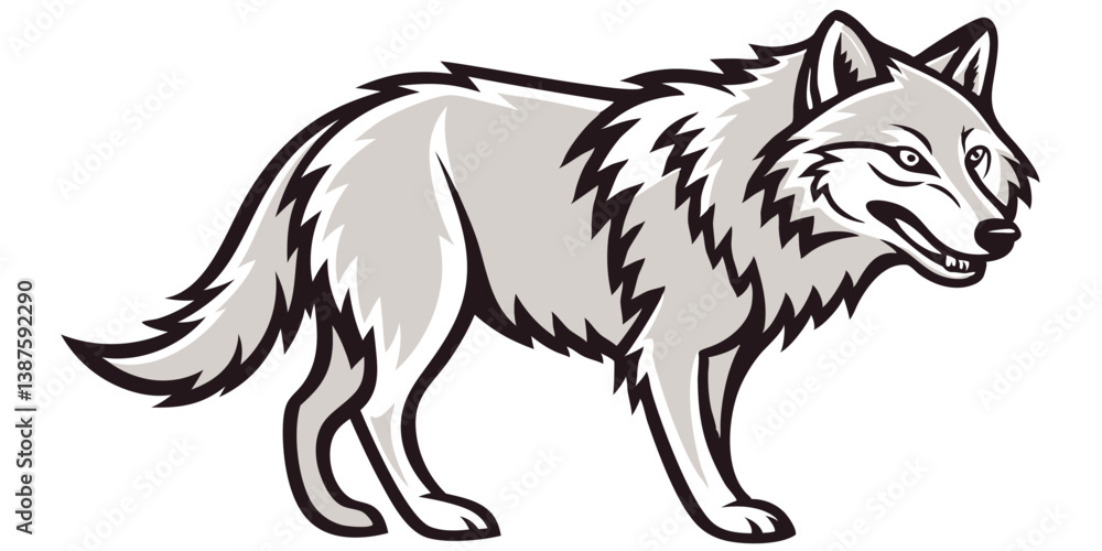 Obraz premium Vector Wolf Illustration - Fierce and Stylish Animal Design for Creative Projects
