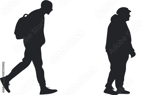 Contrast between a man and woman in profile, showing stark silhouettes for a theme of opposites, differences, or duality in relationships
