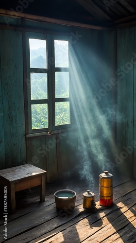 Wallpaper Mural Rural Hut Sunlight Rays Torontodigital.ca