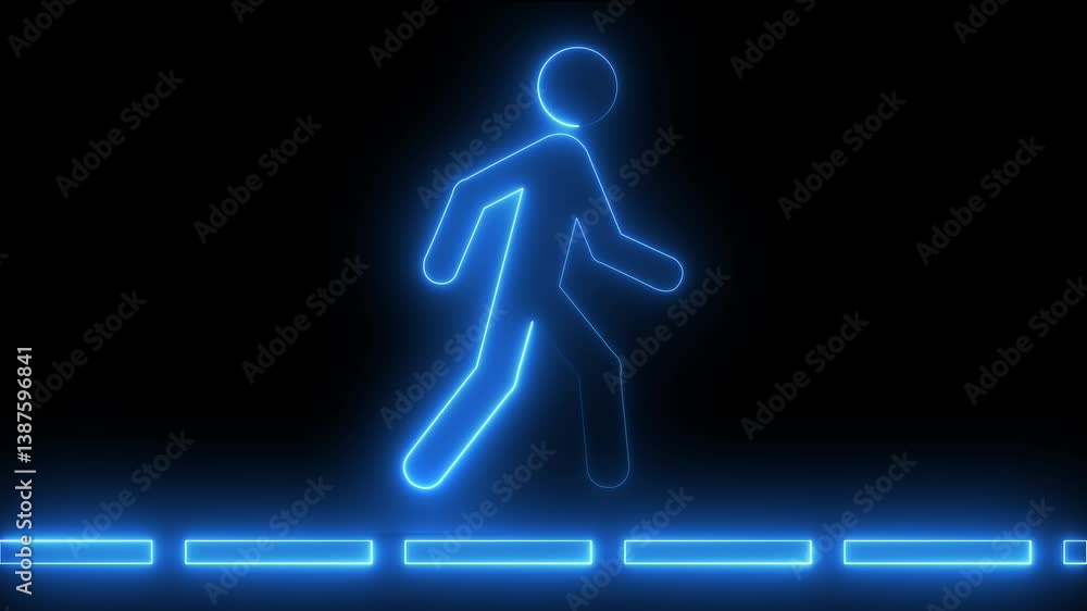 Businessman Neon character icon, business man walking concept, Glowing neon line a man racing icon. Man Walking on neon line. Neon line people on the, black background... Businessman Neon character icon, business man walking concept, Glowing neon line a man racing icon. Man Walking on neon line. Neon line people on the, black background...