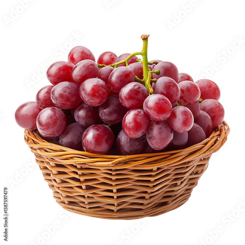 red grapes in a basket on png