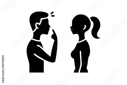 Silhouette drawing of two individuals in deep thought, showcasing silent communication and personal interaction