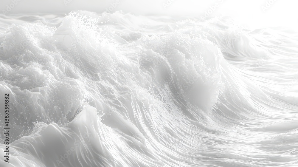Fototapeta premium A serene backdrop of a seamless, minimalist white wave pattern, a monochromatic design concept exuding elegance and tranquility. 