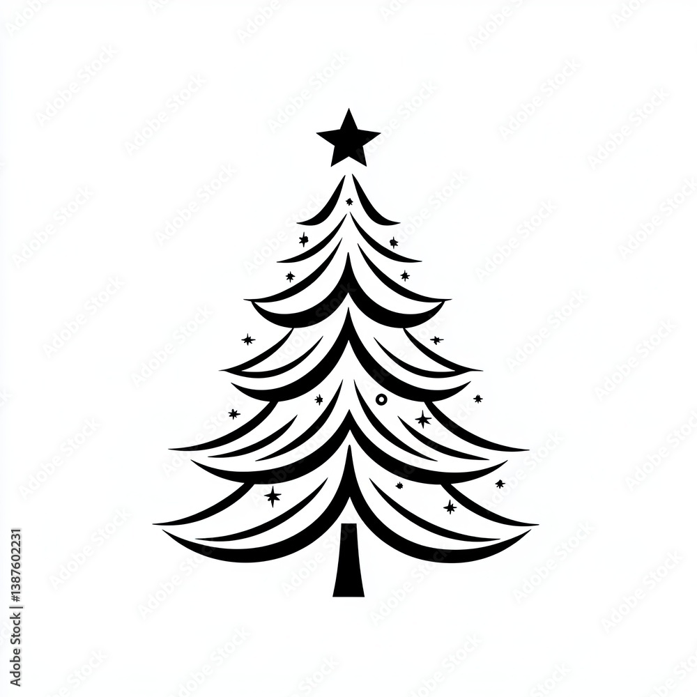 Fototapeta premium Elegant black Christmas tree illustration