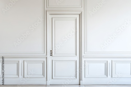 Wallpaper Mural Elegant white door design isolated on white background architectural element minimalist style Torontodigital.ca