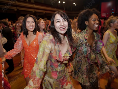 Groupe de jeunes femmes qui font la fête en boite de nuit