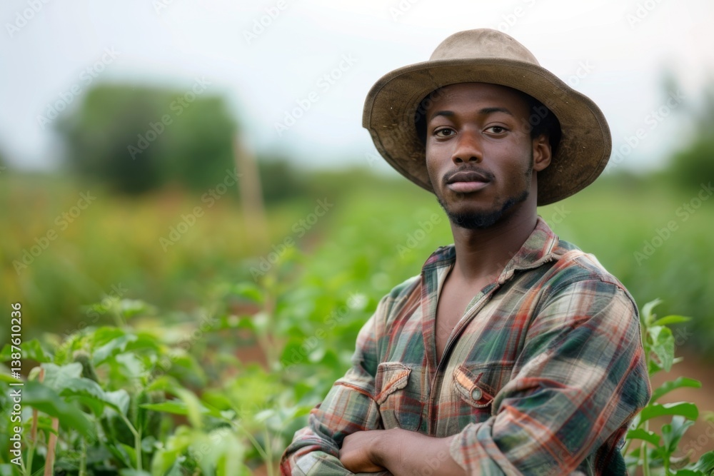 Portrait of a young African American male farmer in the field Portrait of a young African American male farmer in the field
