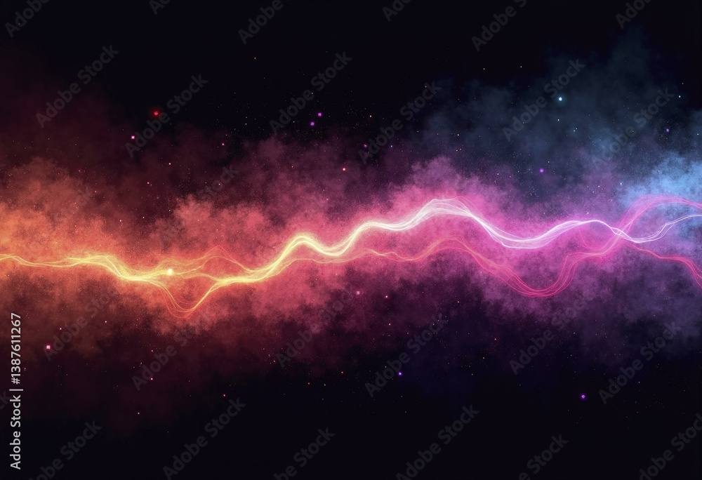 Obraz premium Wavy Light Trail Over Swirling Starry Backdrop