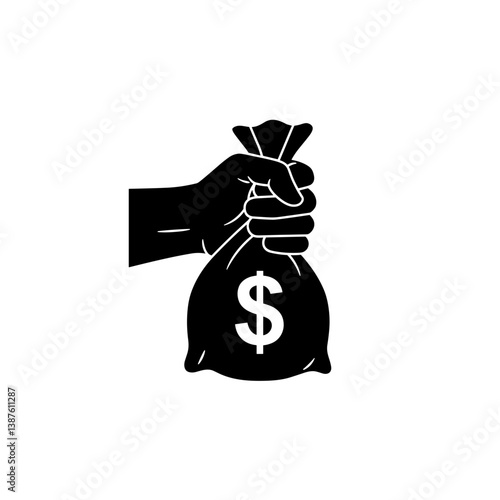 Hand holding money bag symbolizing financial control