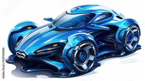 Wallpaper Mural A futuristic low poly blue submersible vehicle design concept art showcasing sleek lines, aerodynamic body, and innovative underwater exploration capabilities. Torontodigital.ca