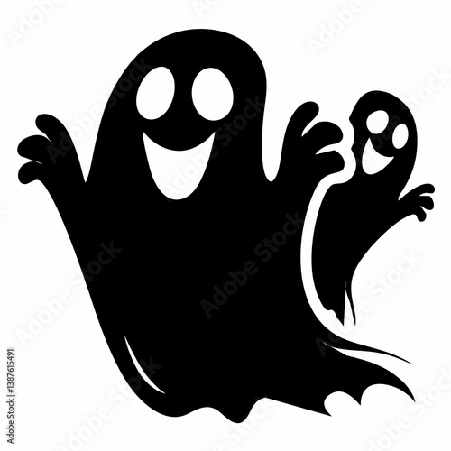 black and white svg vector, Halloween ghost icon