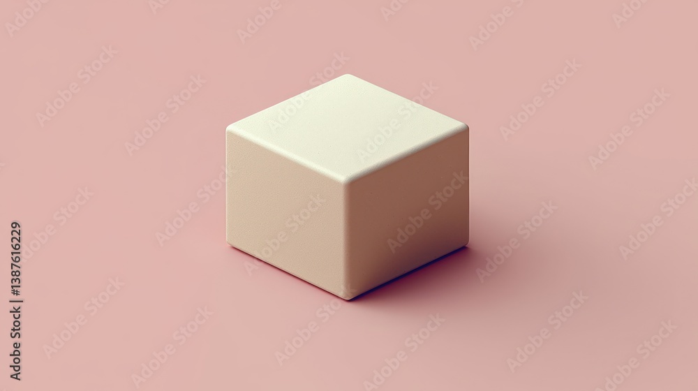 Obraz premium Minimalist Beige Cube on Pink Background: A Study in Simplicity and Form