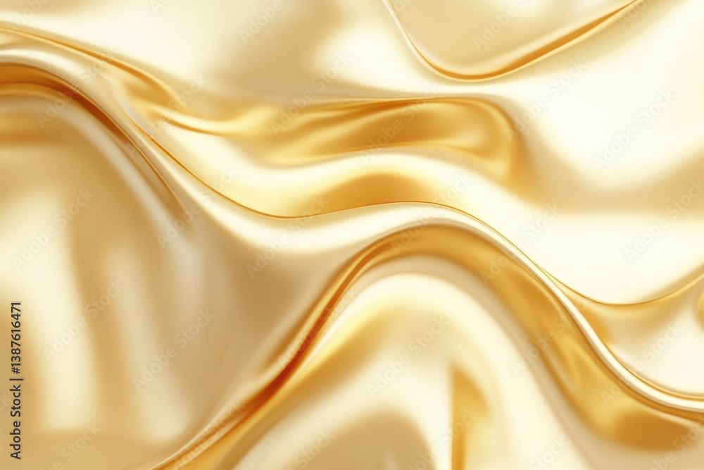 Fototapeta premium Luxurious golden silk texture abstract background digital art shiny elegance close-up visual concept