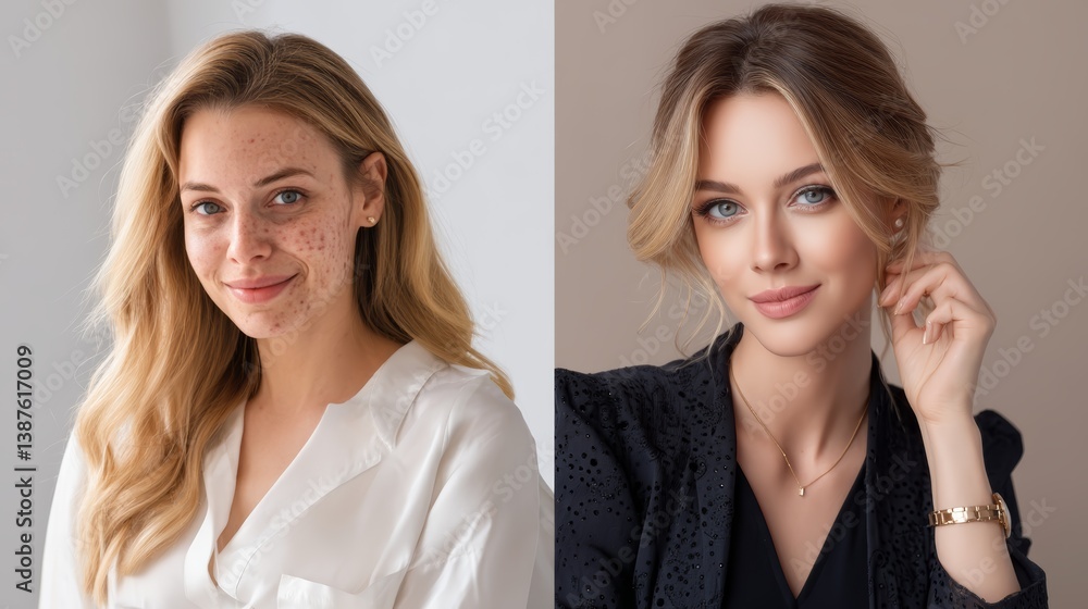 Empowering woman in advertising campaign studio setting portrait photography natural light transformation concept Empowering woman in advertising campaign studio setting portrait photography natural light transformation concept