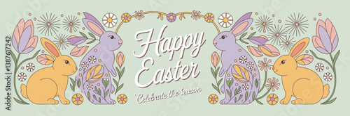 Easter poster, Easter banner, banner, Easter clipart, happy Easter, Easter 2025, 2025, Easter celebration, easter sublimation, easter card, easter, bunny, rabbit, egg, card, spring, cartoon, holiday, 