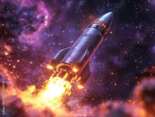 Wallpaper Mural Rocket Launch in Nebula Space Torontodigital.ca