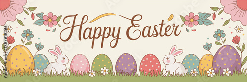 Easter poster, Easter banner, banner, Easter clipart, happy Easter, Easter 2025, 2025, Easter celebration, easter sublimation, easter card, easter, bunny, rabbit, egg, card, spring, cartoon, holiday, 