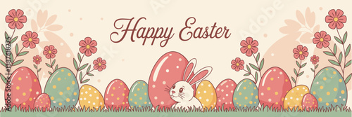 Easter poster, Easter banner, banner, Easter clipart, happy Easter, Easter 2025, 2025, Easter celebration, easter sublimation, easter card, easter, bunny, rabbit, egg, card, spring, cartoon, holiday, 