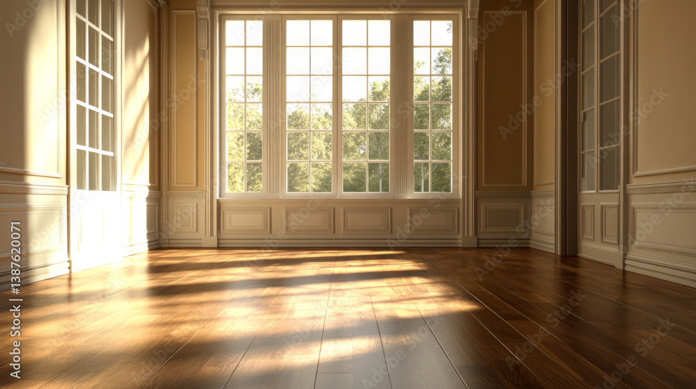 The empty room bathed in soft light and deep shadows, showcases the beauty of minimalist design. AI generative The empty room bathed in soft light and deep shadows, showcases the beauty of minimalist design. AI generative
