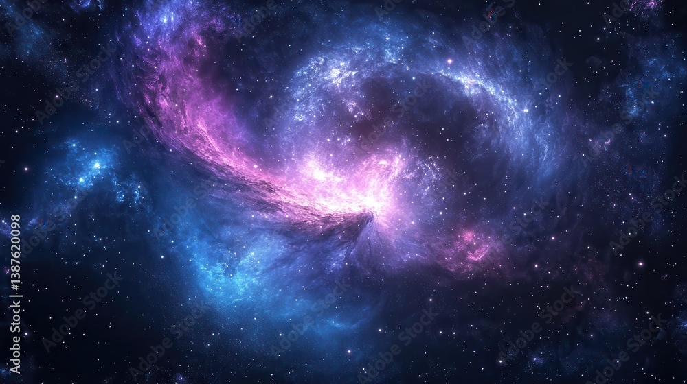 Obraz premium Abstract cosmic galaxy background with swirling nebulae stars.