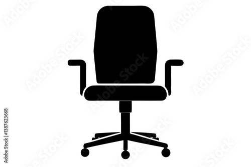 Silhouette of a black ergonomic office chair with armrests