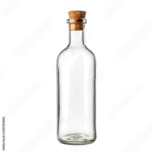 Elegant Glass Bottle With Cork Stopper Creates a Timeless Aesthetic for Modern Decor and Design, on the transparent background