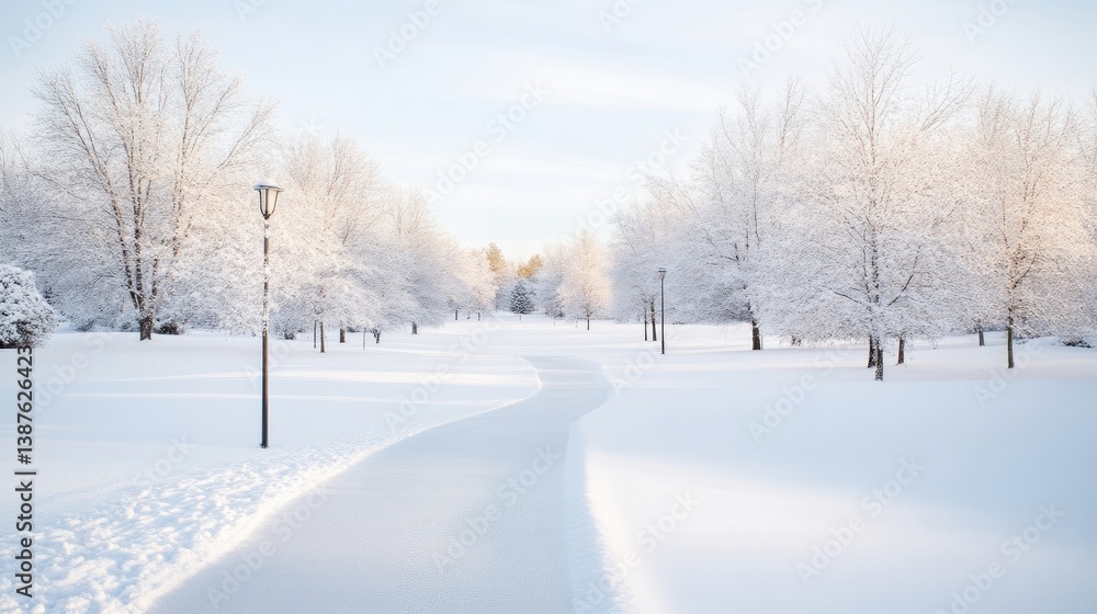 A winding path covered in fresh snow through a serene winter forest, tall trees with snow-laden branches, and peaceful and tranquil setting. A winding path covered in fresh snow through a serene winter forest, tall trees with snow-laden branches, and peaceful and tranquil setting.