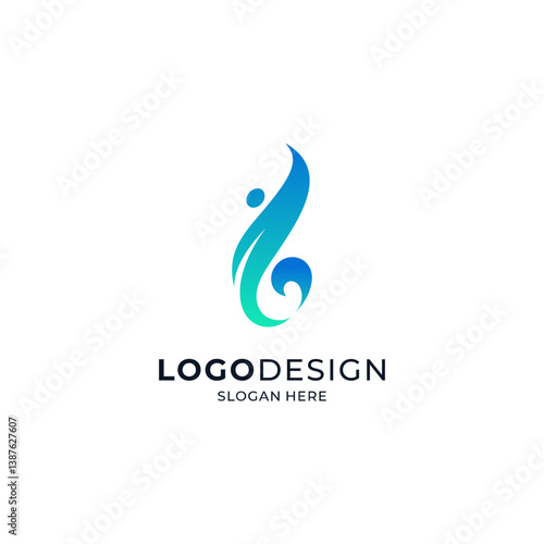 sports, fitness, athletics and dancing logos with colorful people accents and gradients