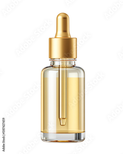 Isolated trasparent Png Elegant oil dropper bottle for skincare routine.