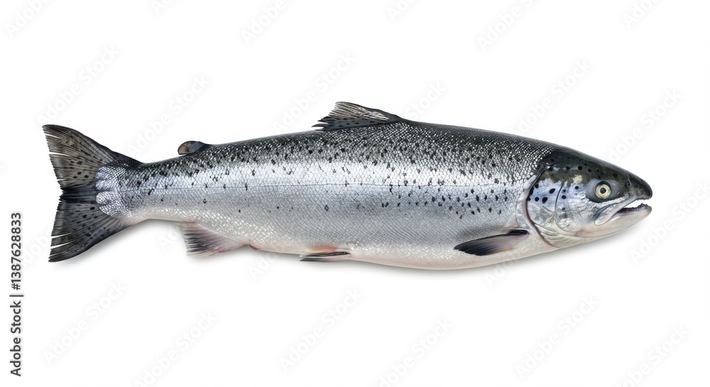 Fresh Silver Fish Close-up Showing Details Isolated on White Surface Fresh Silver Fish Close-up Showing Details Isolated on White Surface