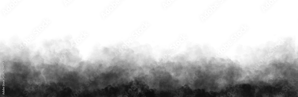 Fototapeta premium Black clouds. Clouds with transparent background of black color. Overlay, realistic smoke fog overlay. Backgrounds with cloud textures with transparencies