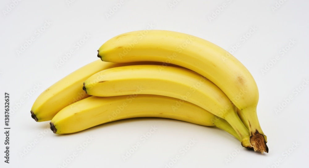 Close-up of Fresh Yellow Bananas on White Background for Healthy Eating Close-up of Fresh Yellow Bananas on White Background for Healthy Eating
