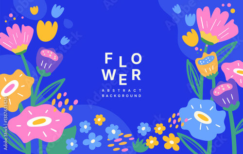 abstract flower background doodle illustration style, presentation template design, floral and nature concept