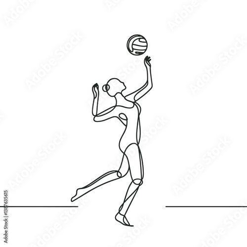 Woman Playing Volleyball on Transparent Background  
