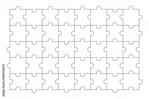 白いジグソーパズルのピースが並んだベクターイラスト