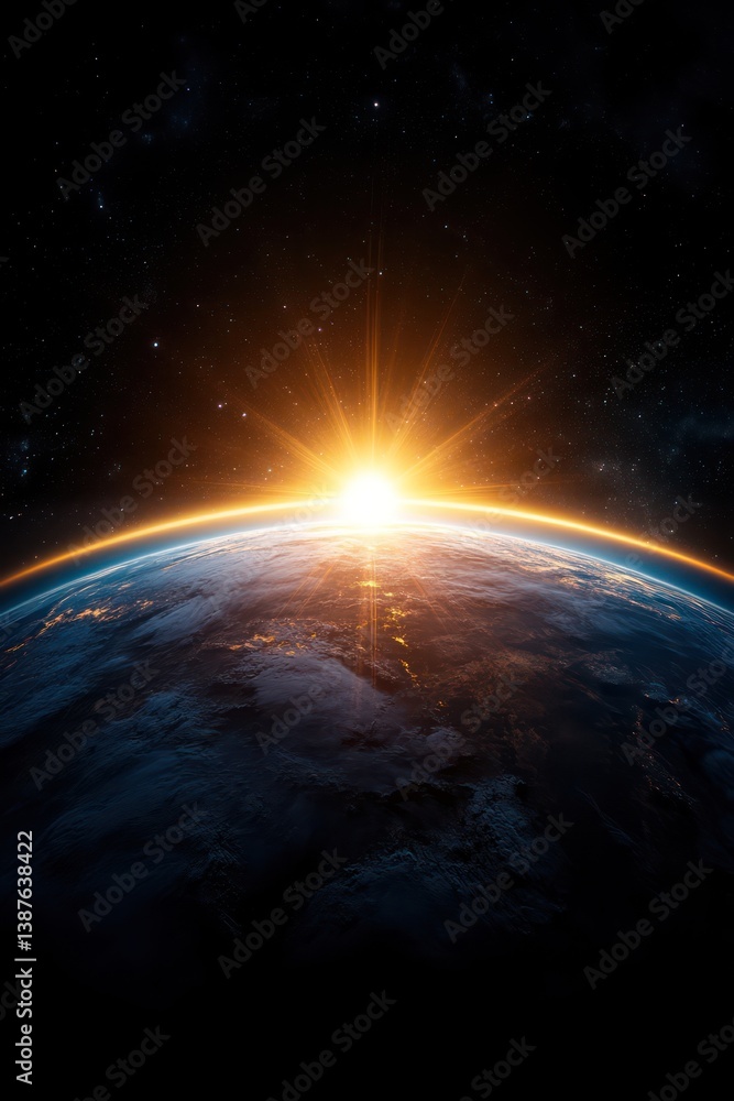Obraz premium Sunrise Earth Space Cosmic Dawn