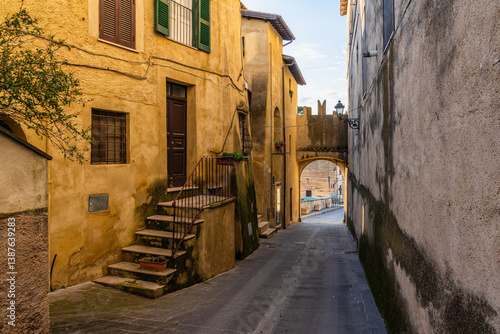 Photography Scenic sight on a sunny afternoon in the village of Torrita Tiberina, Provicnce of Rome, Lazio, Italy