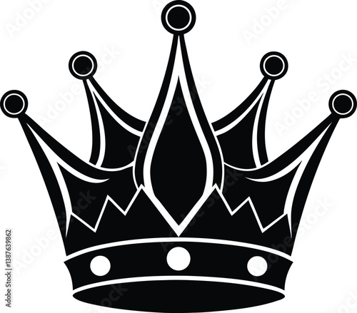 Black Royal Crown Icon – Elegant King Symbol Vector Art