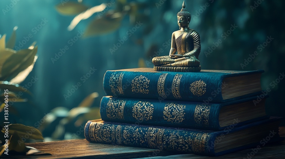 Fototapeta premium A book about mindfulness and meditation is displayed in close-up, underscoring the crucial role of self-care and mental health practices in daily life