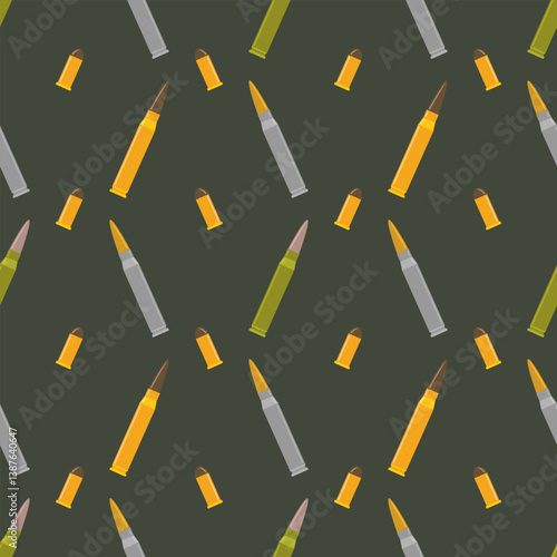 Seamless pattern of different caliber bullets