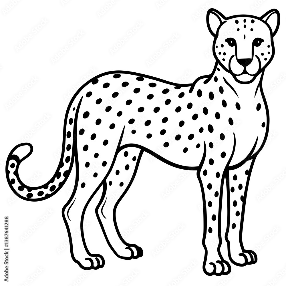 Fototapeta premium Graceful Cheetah Outline Sketch