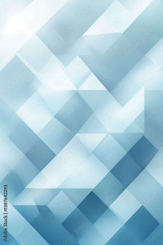 Obraz premium Geometric abstract blue pattern with overlapping transparent cubes and soft lighting
