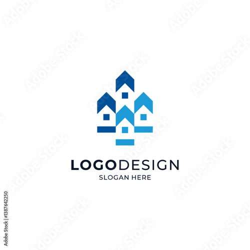 housing and upward arrow accent for upper-middle-class housing logo