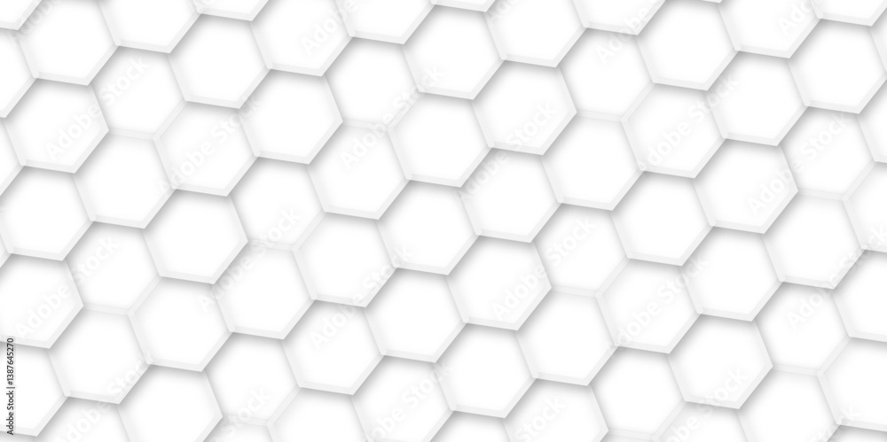 Naklejka premium Abstract multicolor hexagon geometric honeycomb texture. Luxury white pattern. White paper texture and futuristic abstract. Hexagon design concept with geometric background.
