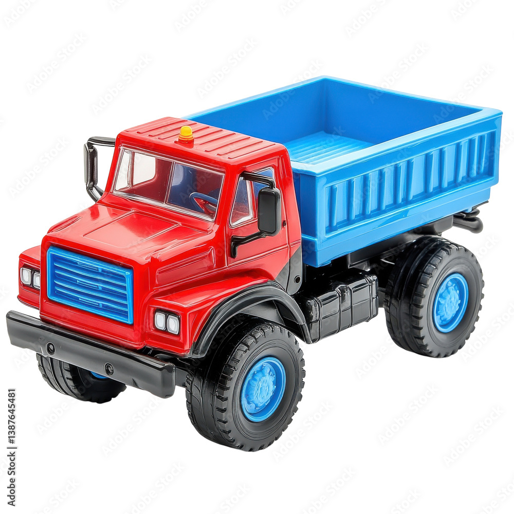 Bright Red and Blue Toy Truck Brings Joy and Imagination to Playtime Adventures, on the transparent background Bright Red and Blue Toy Truck Brings Joy and Imagination to Playtime Adventures, on the transparent background