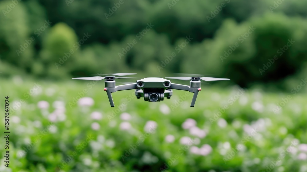 Drone soaring over a field Drone soaring over a field
