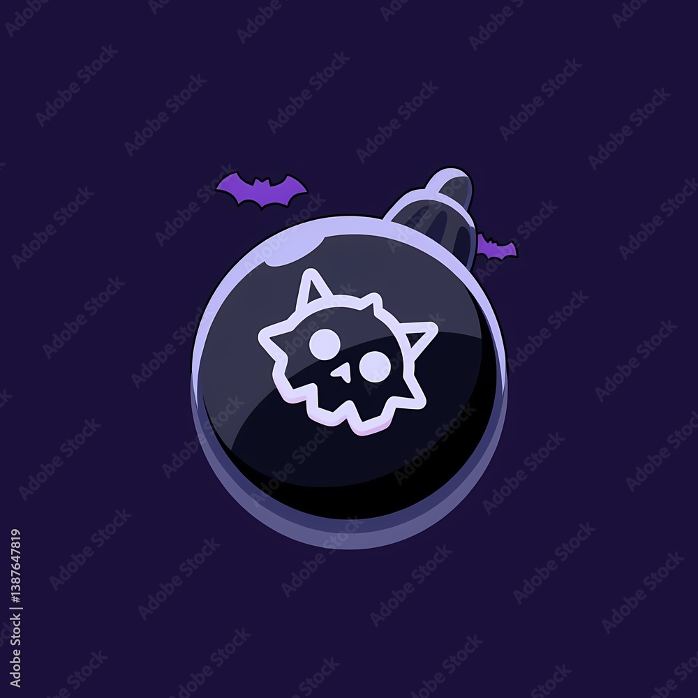 Fototapeta premium Ethereal Skull and Bats: Intriguing Icon Kit Viewed from Above
