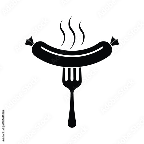 Sausage and fork vector illustration, Sausage Silhouette