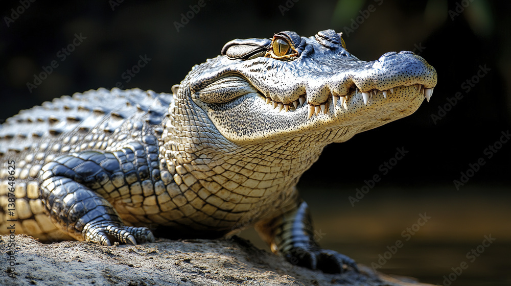 Fototapeta premium crocodile viewed from low angle with strong jawline